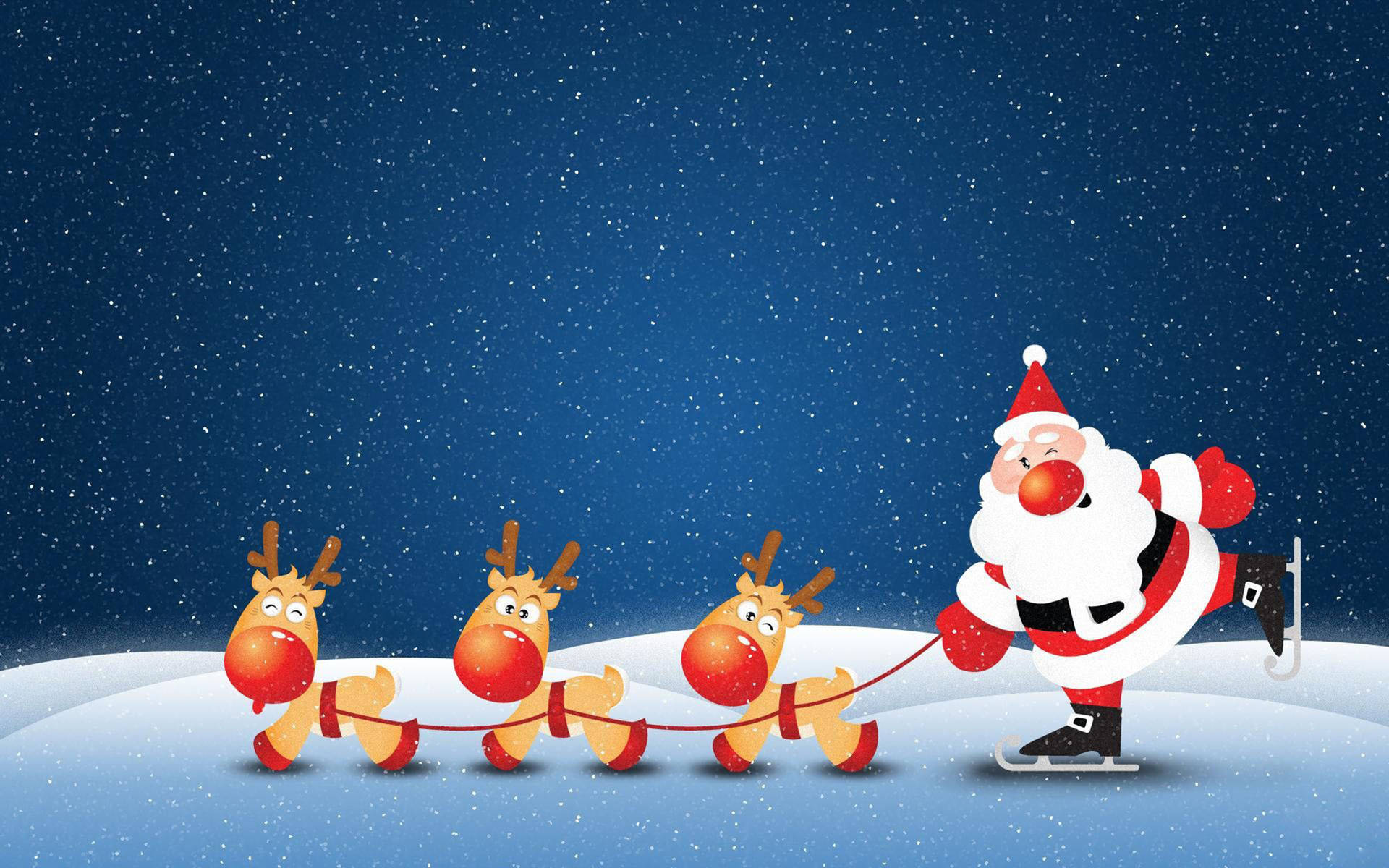 Christmas Desktop Santa Reindeers Background
