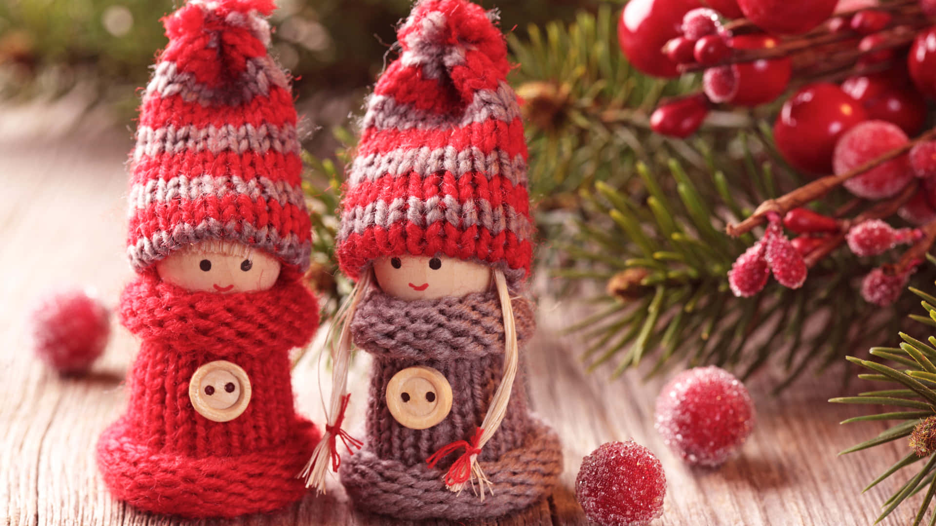 Christmas Dolls Made From Knitting Yarns Background