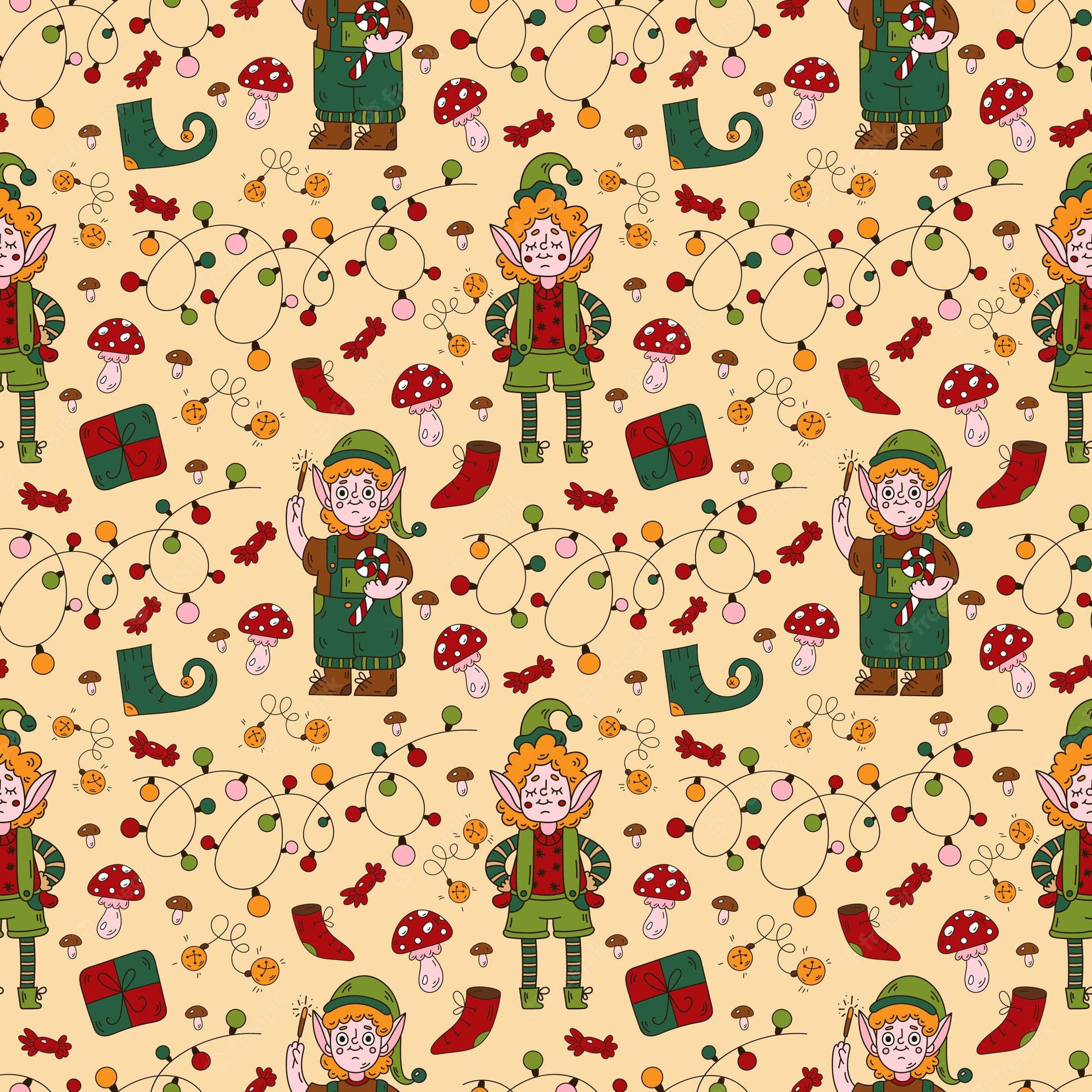 Christmas Elf Holding A Wand Background