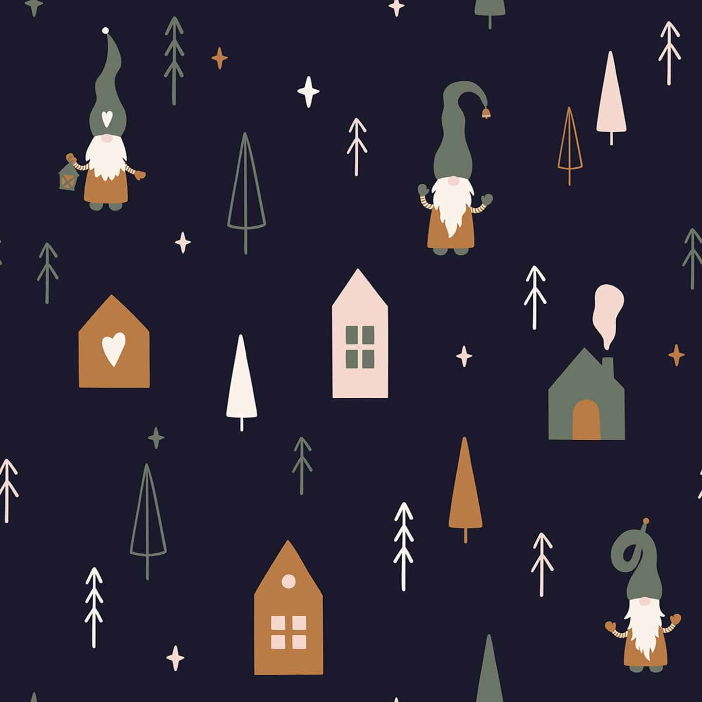 Christmas Elf With Houses Background