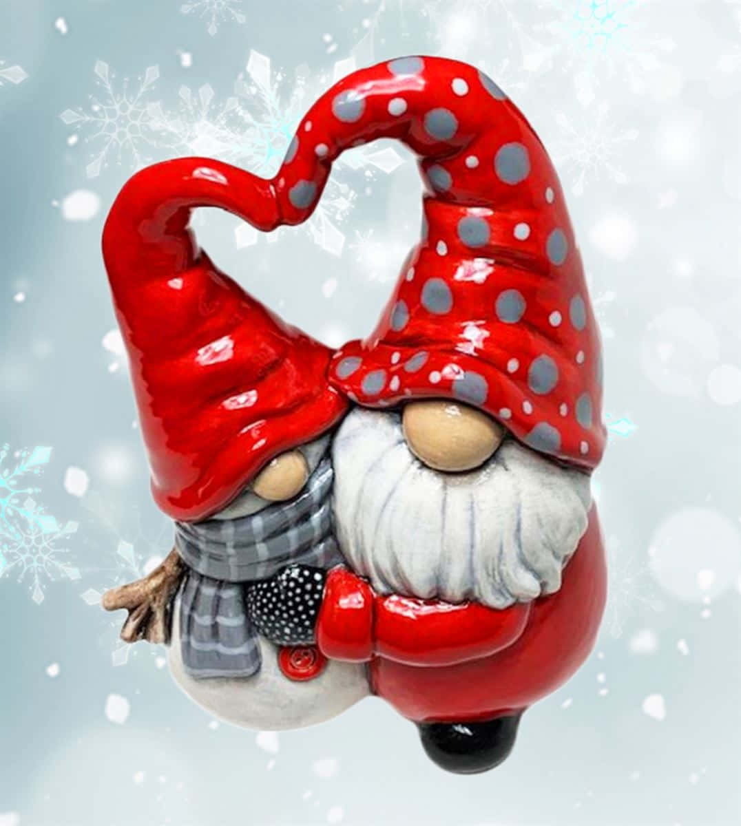 Christmas Elves Decorate The Tree With A Smiling Gnome Background