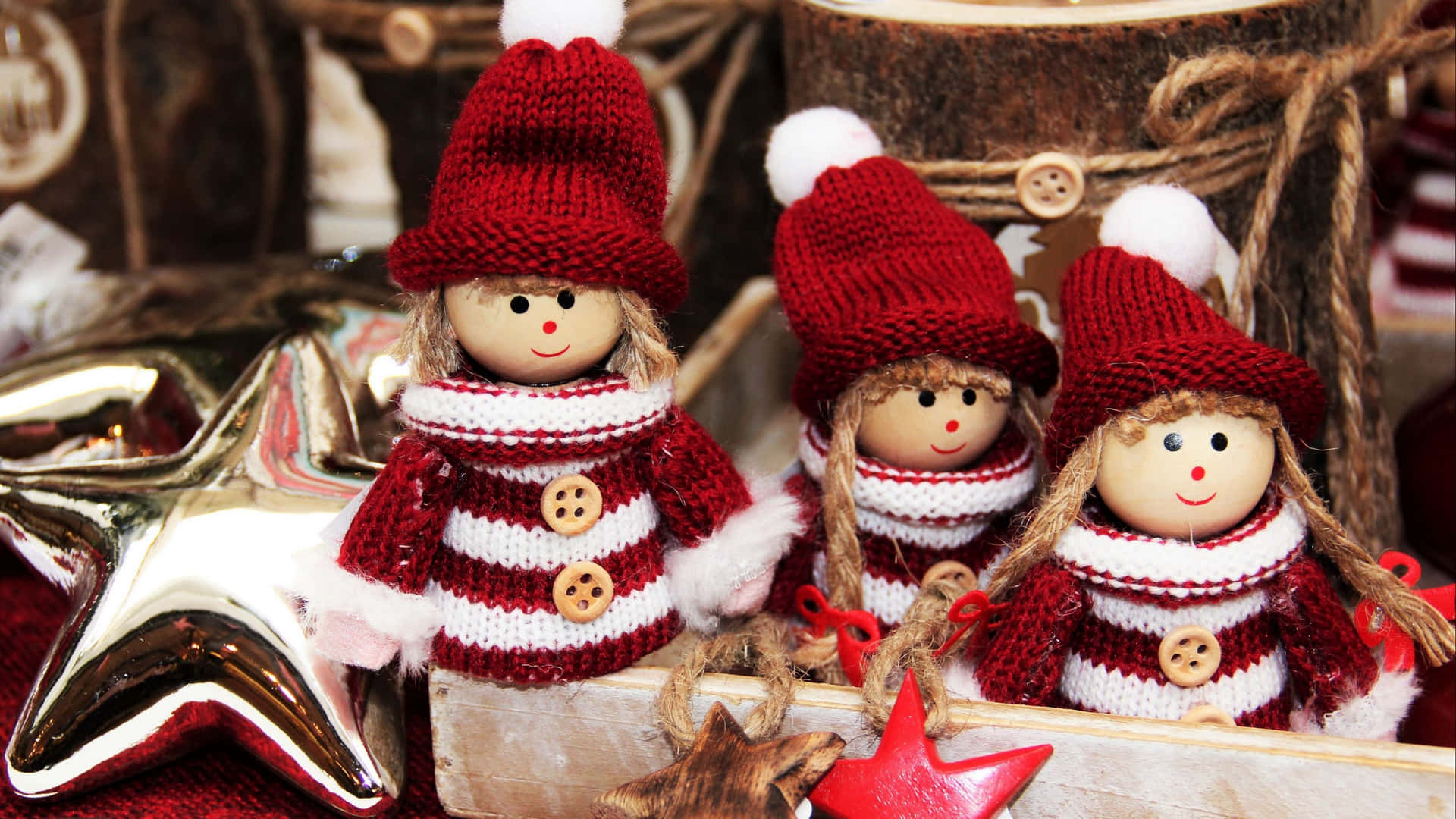 Christmas Elves With Braided Hair Background