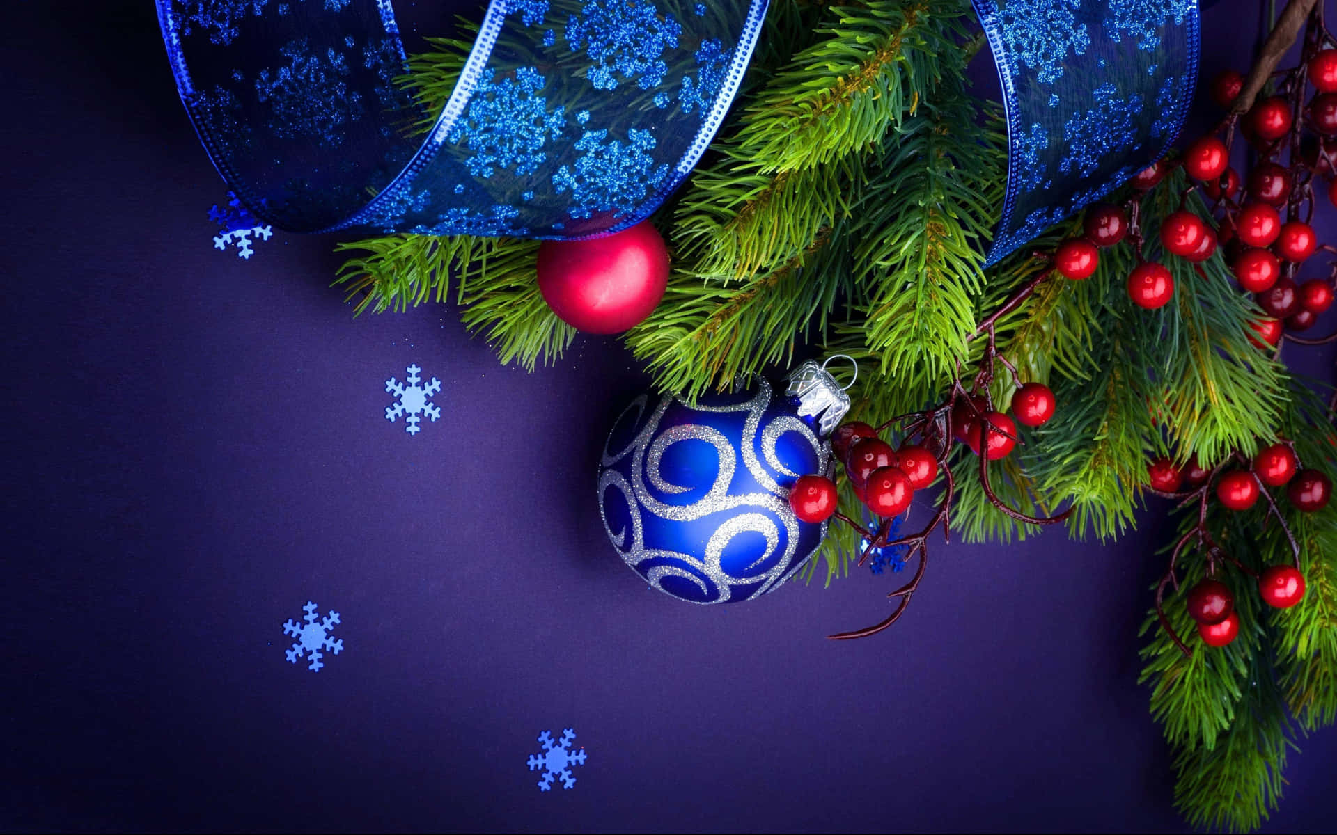 Christmas Eve Blue Ornaments Background