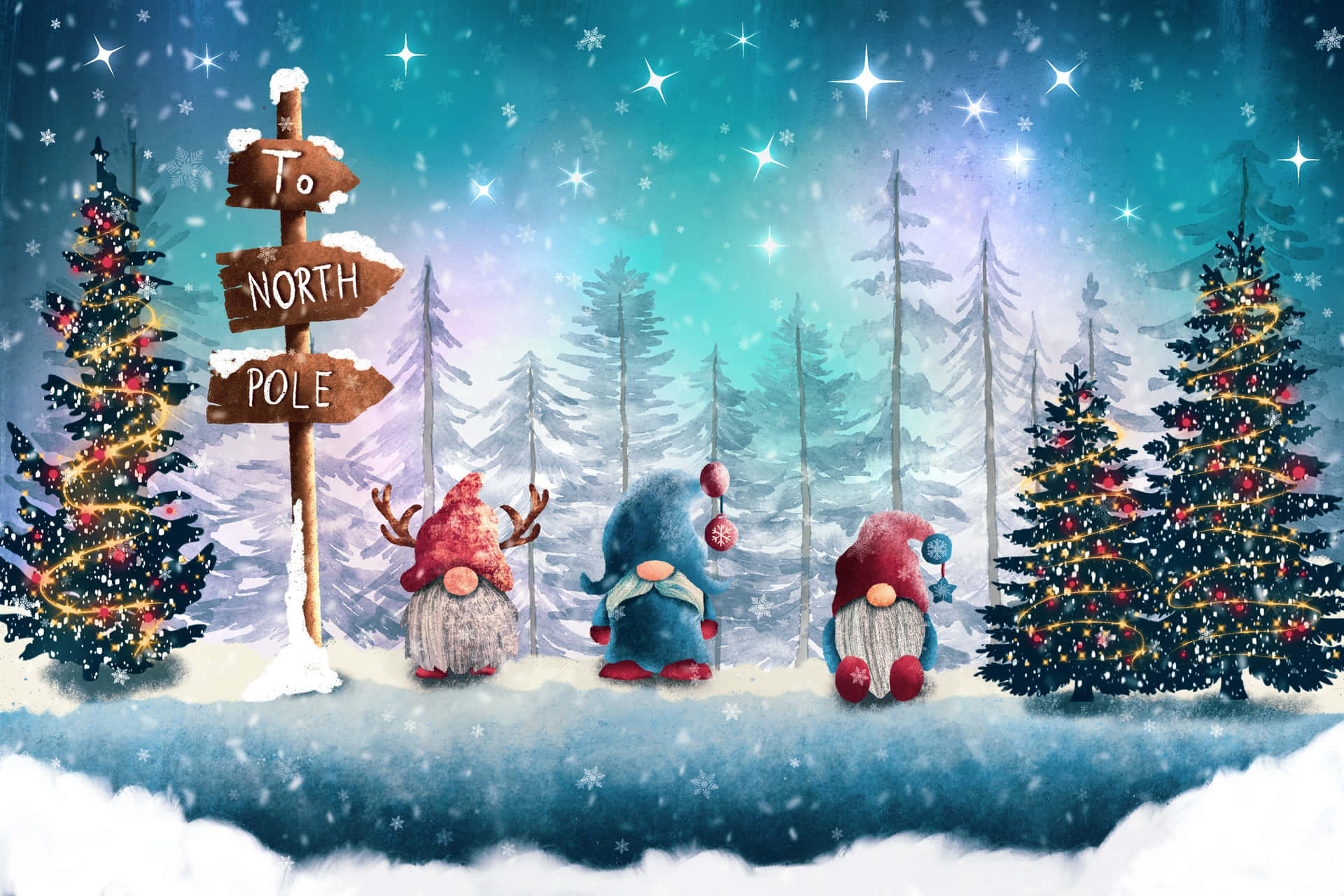 Christmas Eve Cute Figurines Background