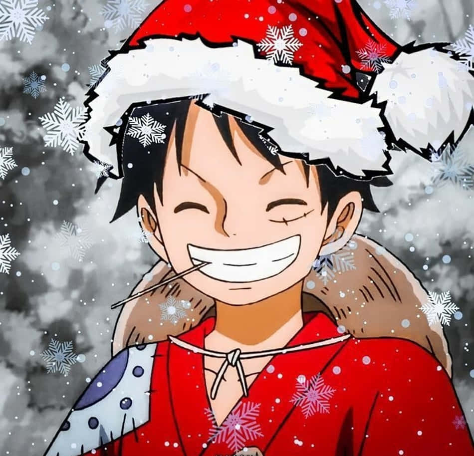 Christmas Fun With Two Cheerful Anime Boys Background