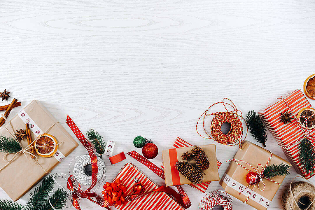 Christmas Gifts In Pretty Wrappers Background