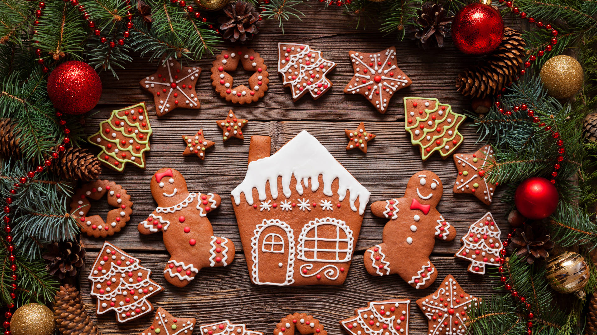 Christmas Gingerbread House Cookies Background