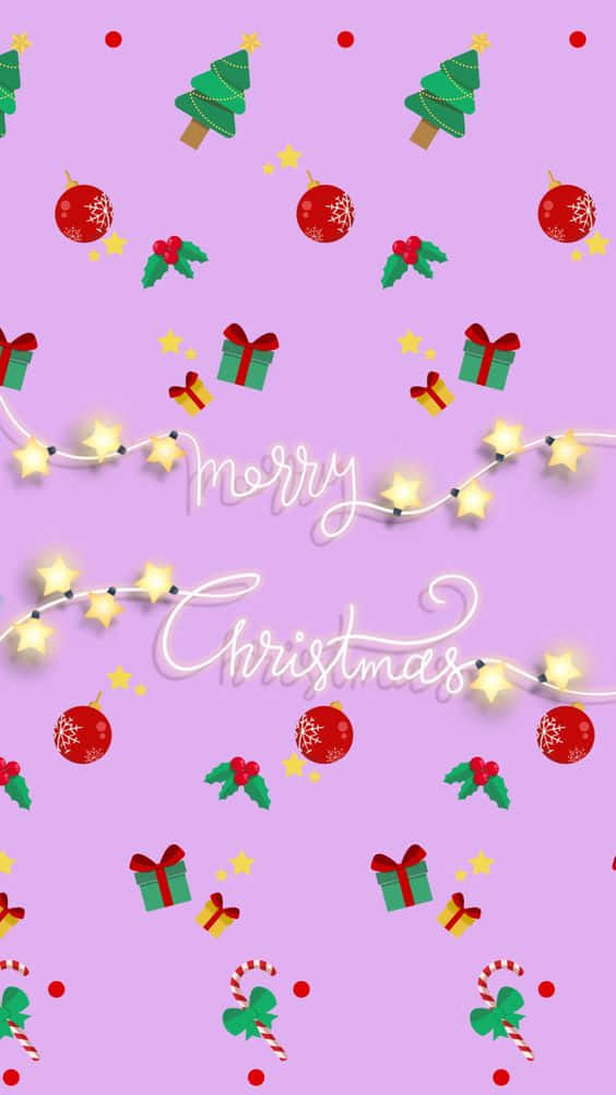 Christmas Greeting On Purple Background