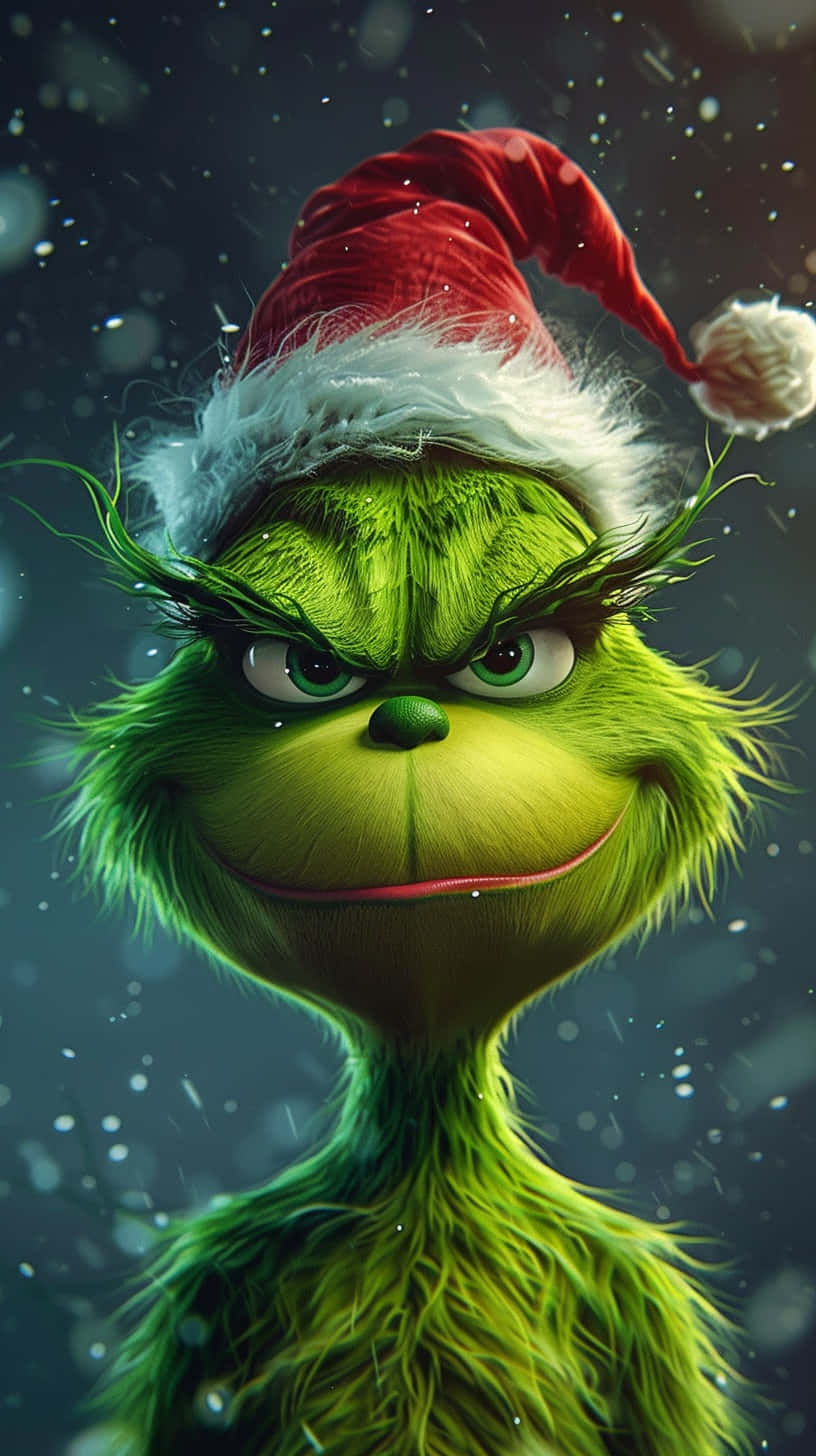 Christmas Grinch Santa Hat Background