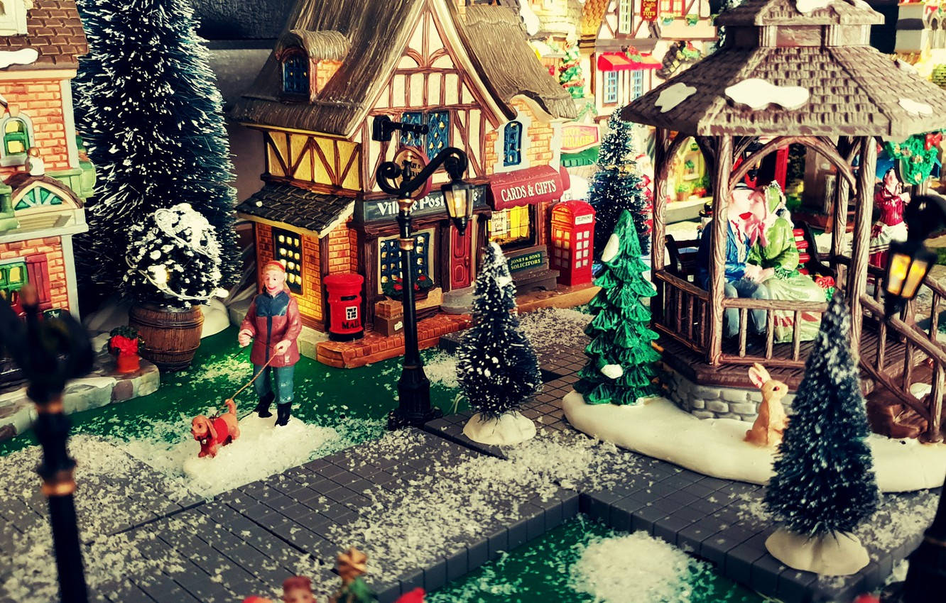 Christmas Holiday Desktop Village Background