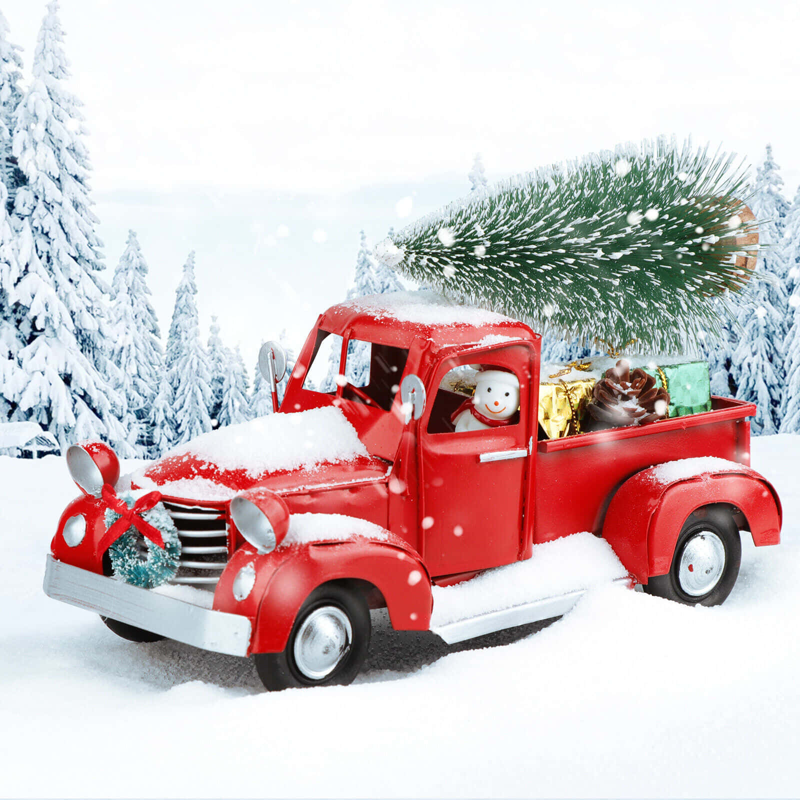 Christmas Is Rendered Extra-special With A Vintage Holiday Truck. Background
