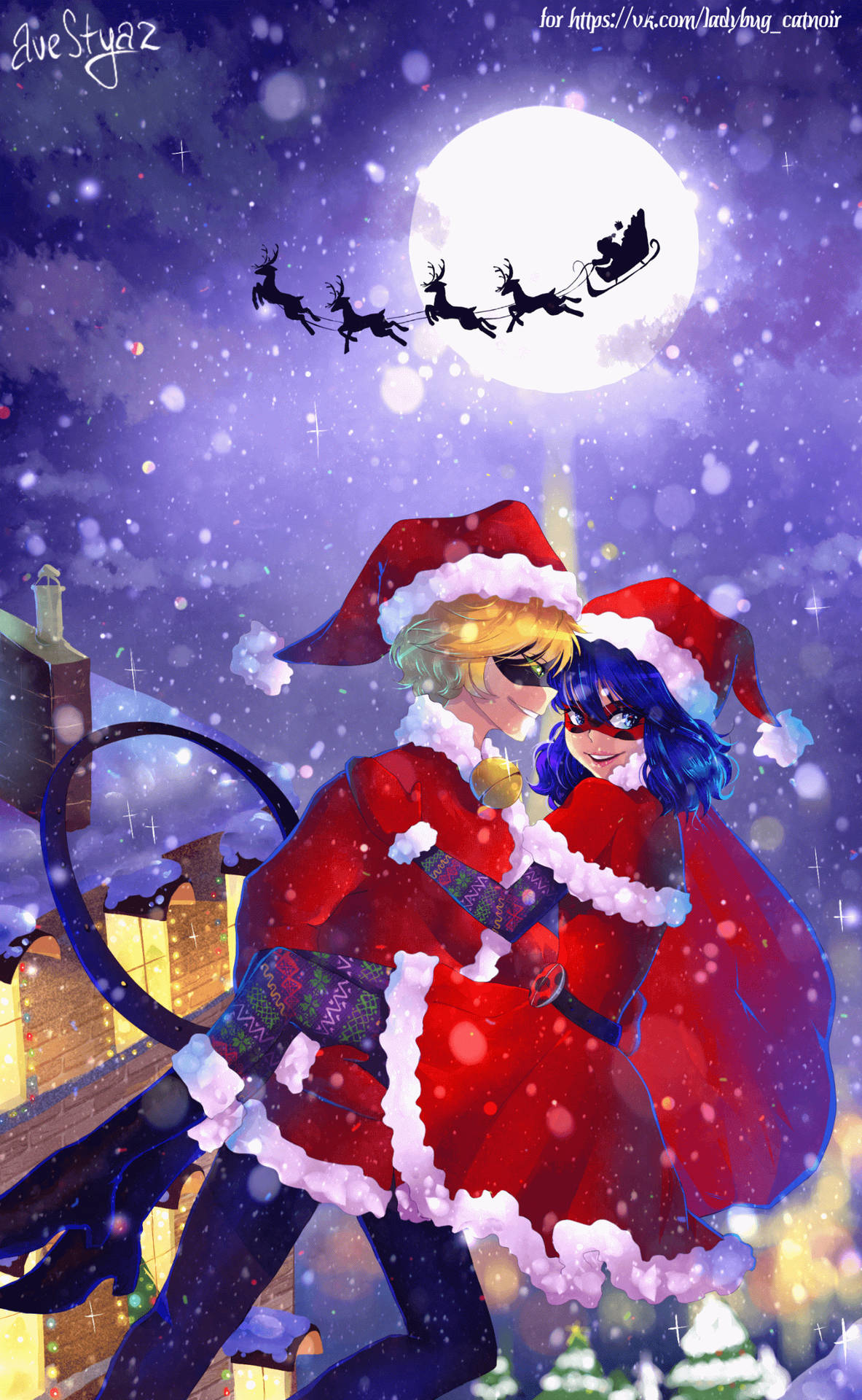 Christmas Ladybug And Cat Noir Background