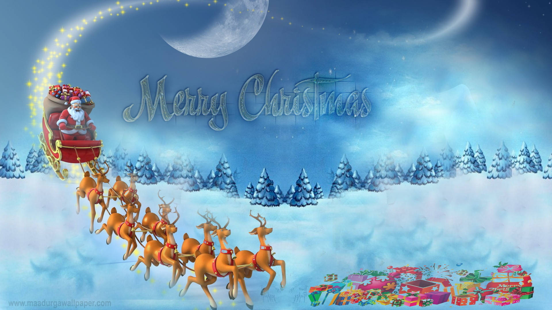 Christmas Laptop Sleigh Holiday Greetings Background