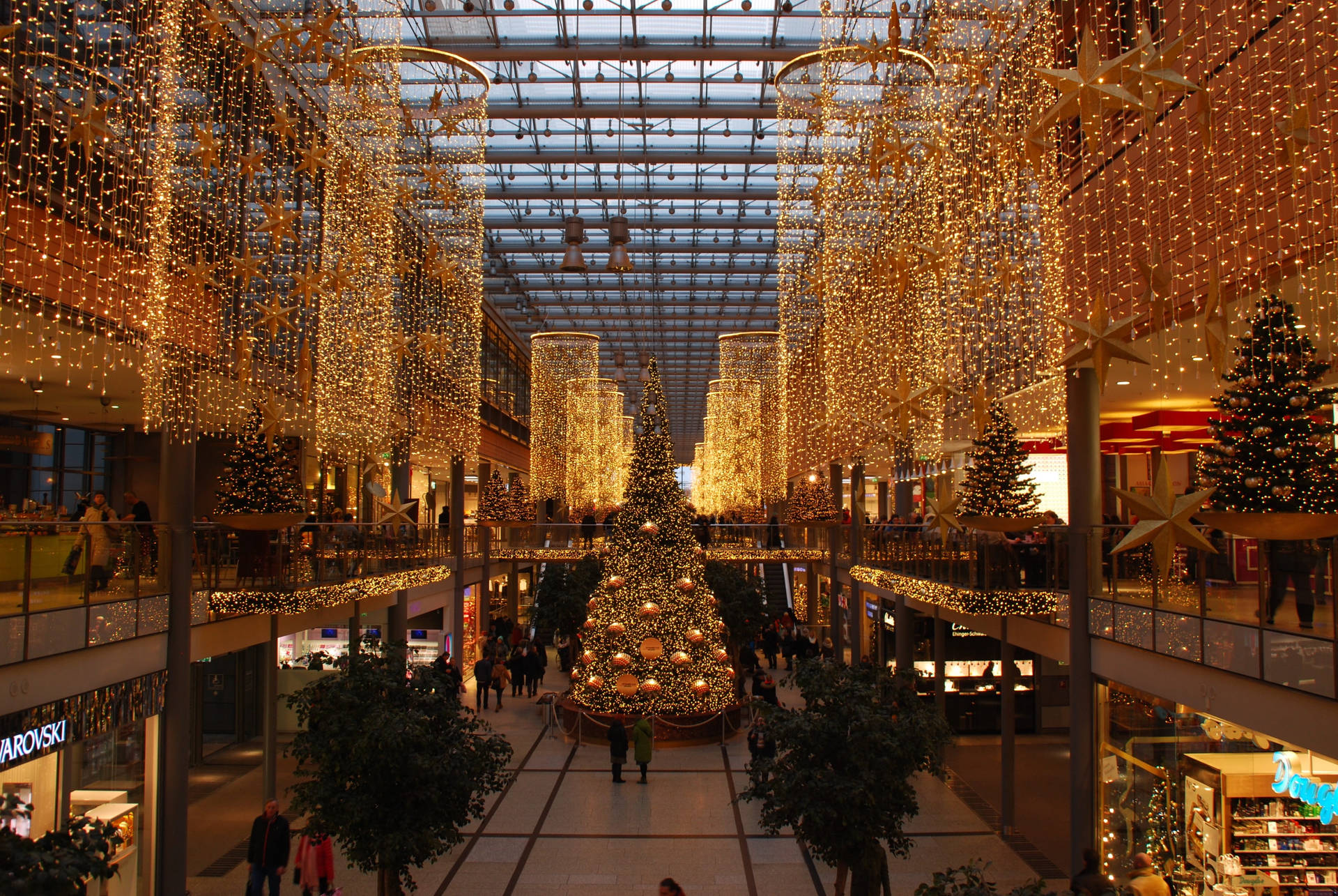 Christmas Light Shopping Mall Background