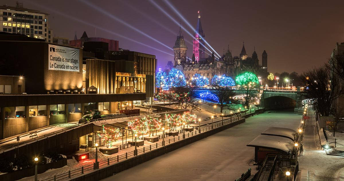 Christmas Lights Along Rideau Canal In Ottawa