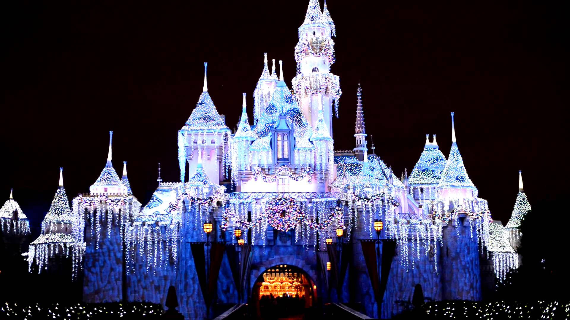 Christmas Lights Disney Castle Background