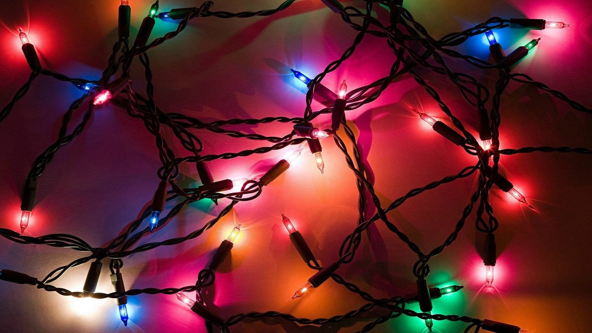 Christmas Lights On A Dark Background Background