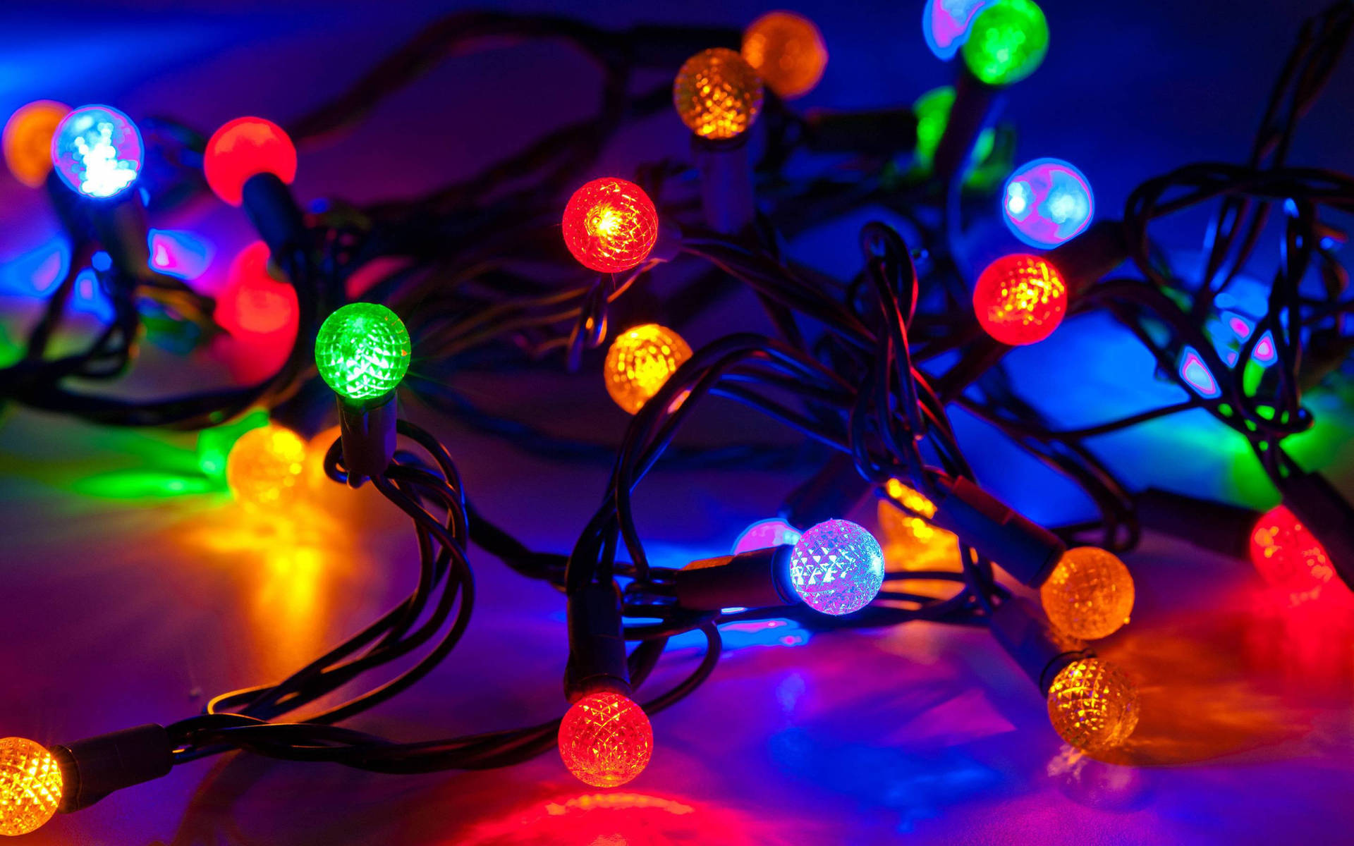 Christmas Lights With Multi Colored Lights Background