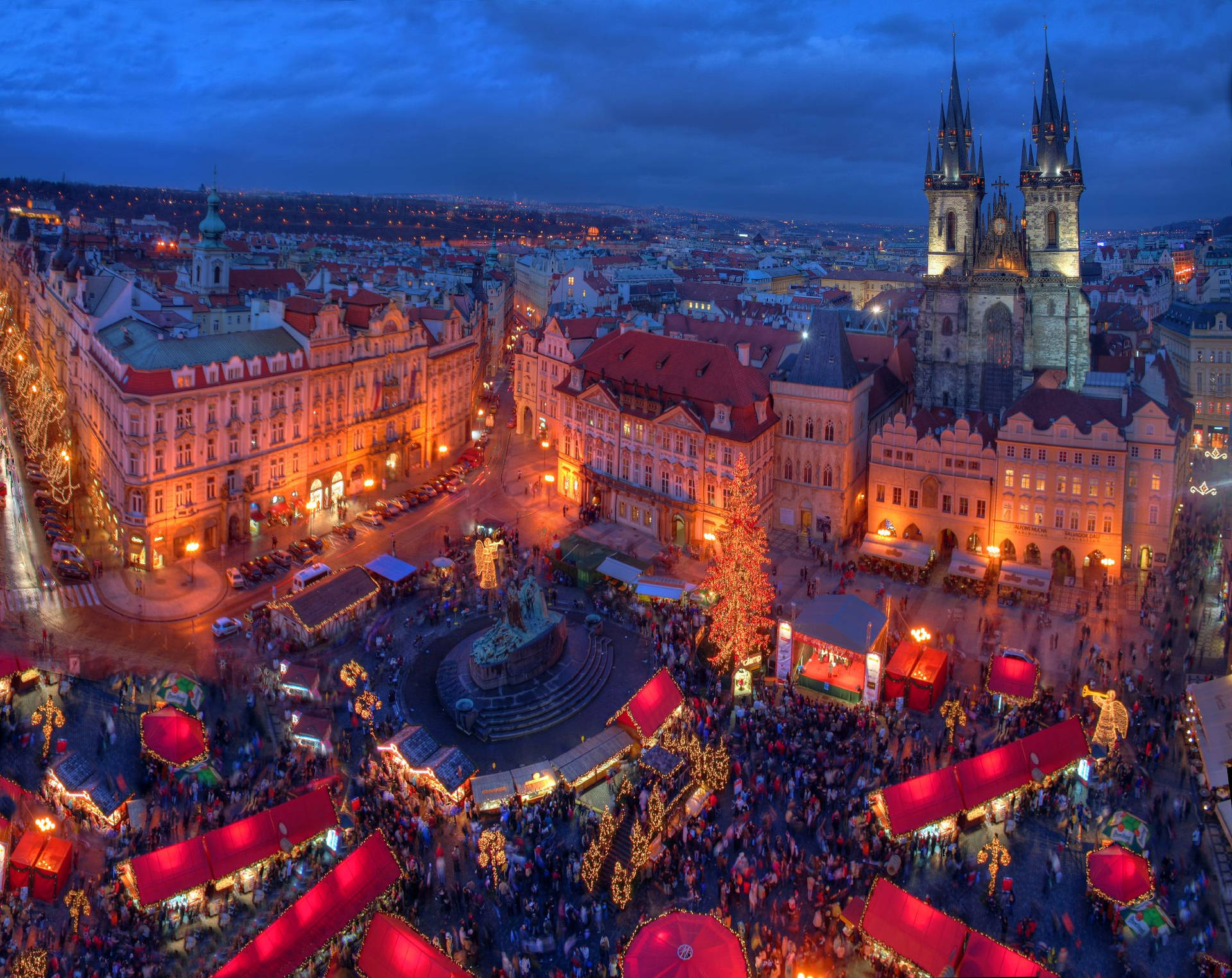 Christmas Market Old Town Square Background