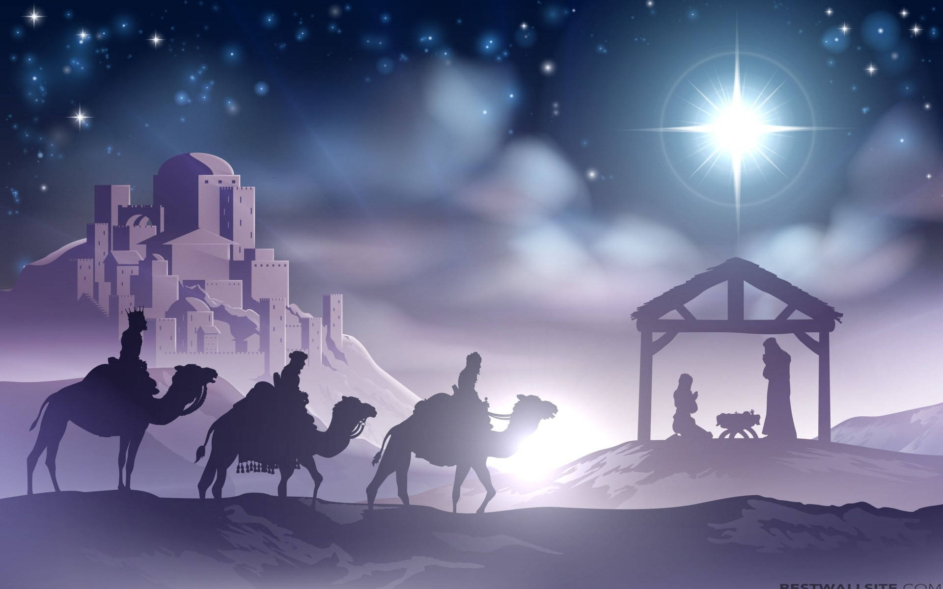 Christmas Nativity Scene Cartoon Background