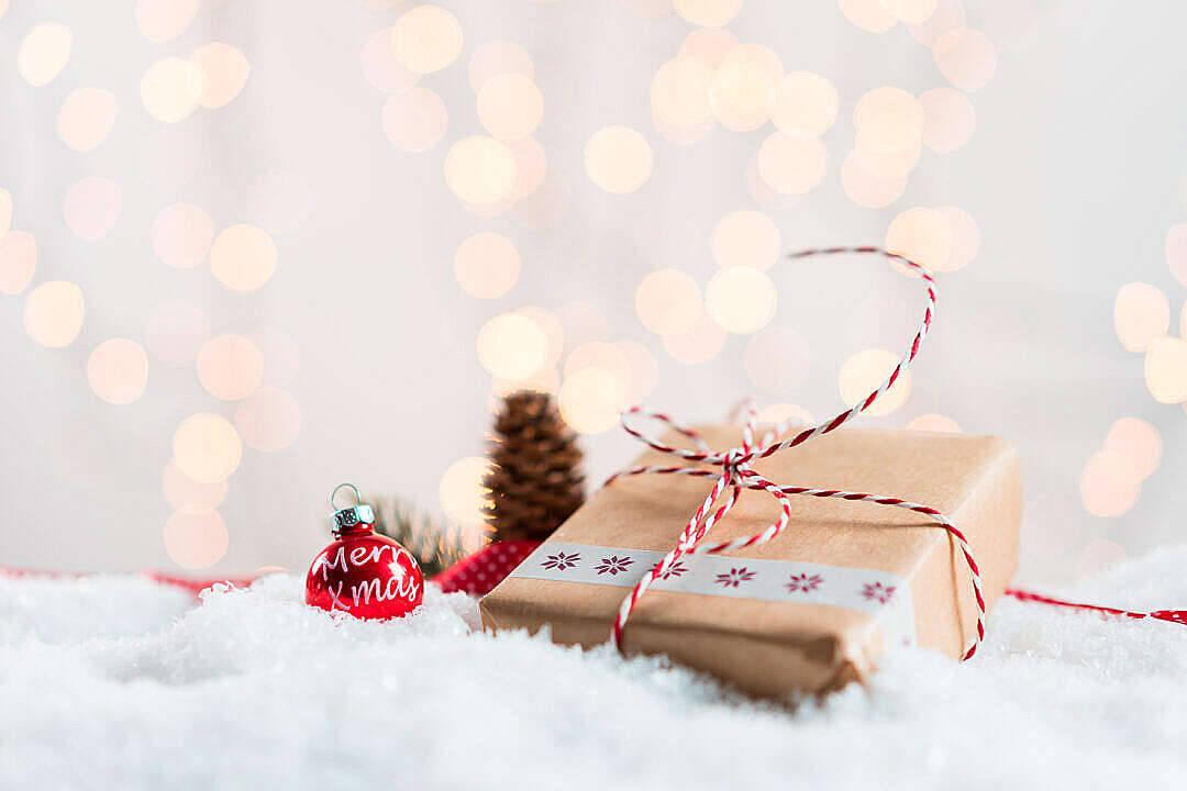Christmas Present With Bokeh Backdrop Background