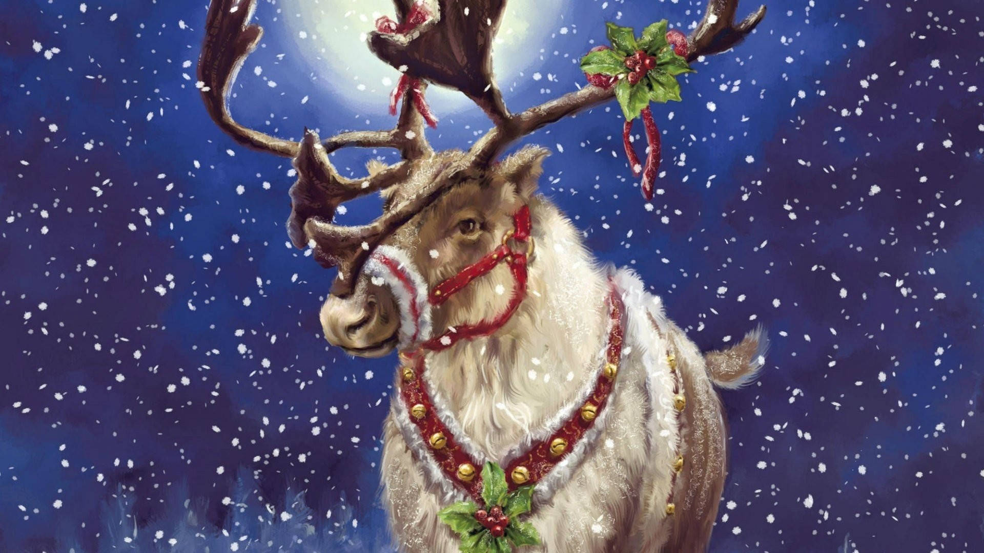 Christmas Reindeer Digital Painting Background