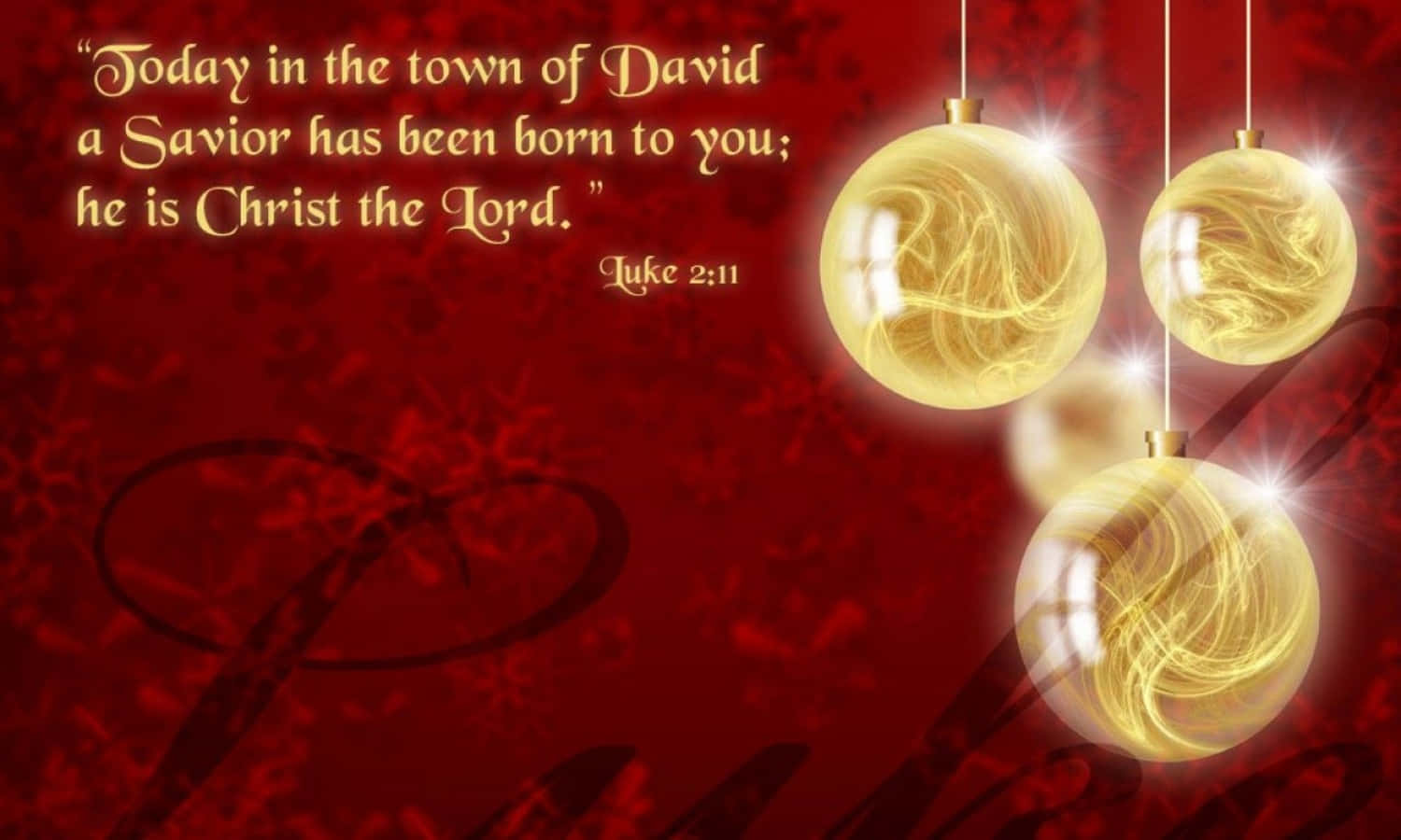 Christmas Scripture Red And Gold Christmas Balls Background