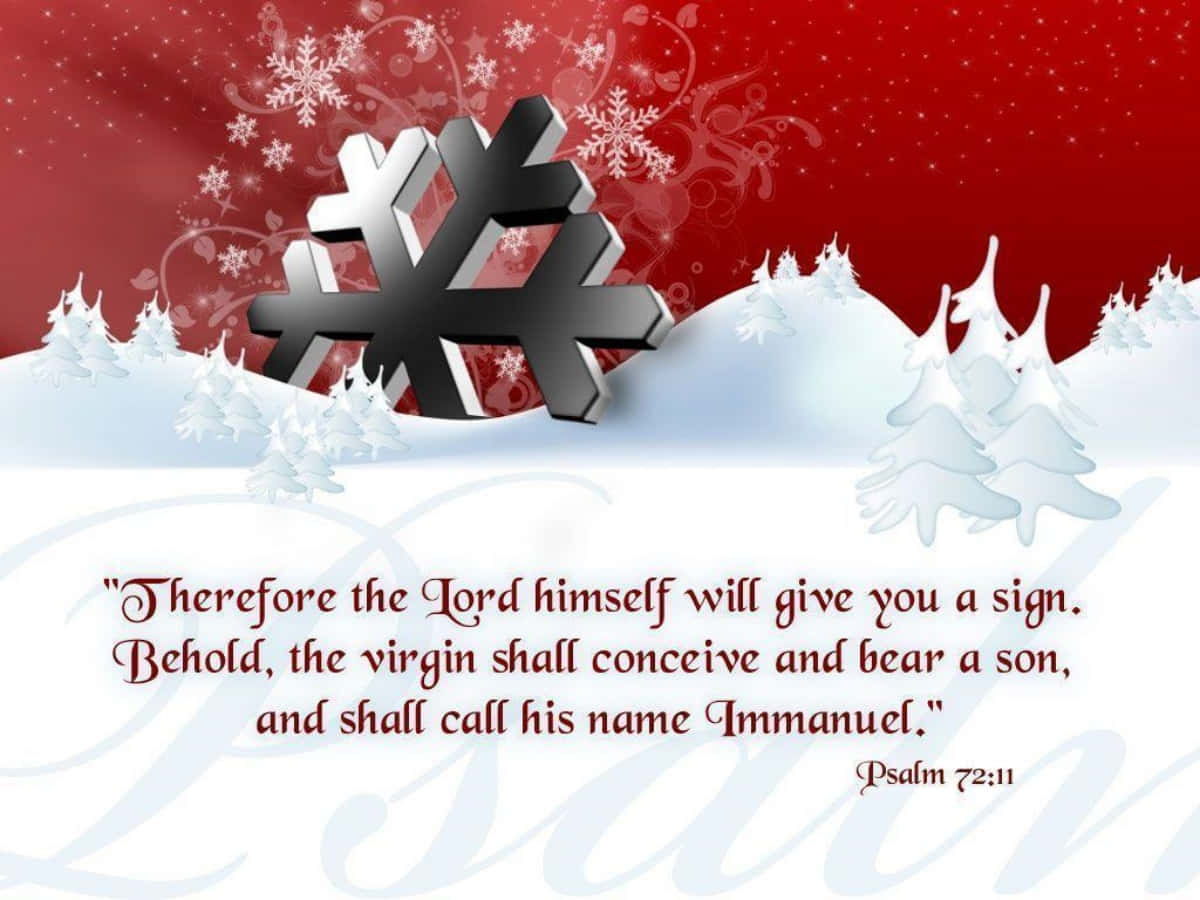 Christmas Scripture Red And White Snow Background