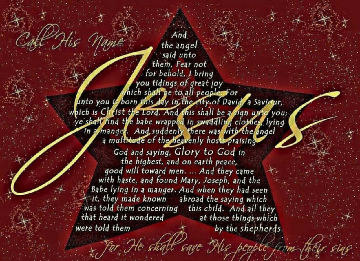 Christmas Scripture Star Red Aesthetic Background
