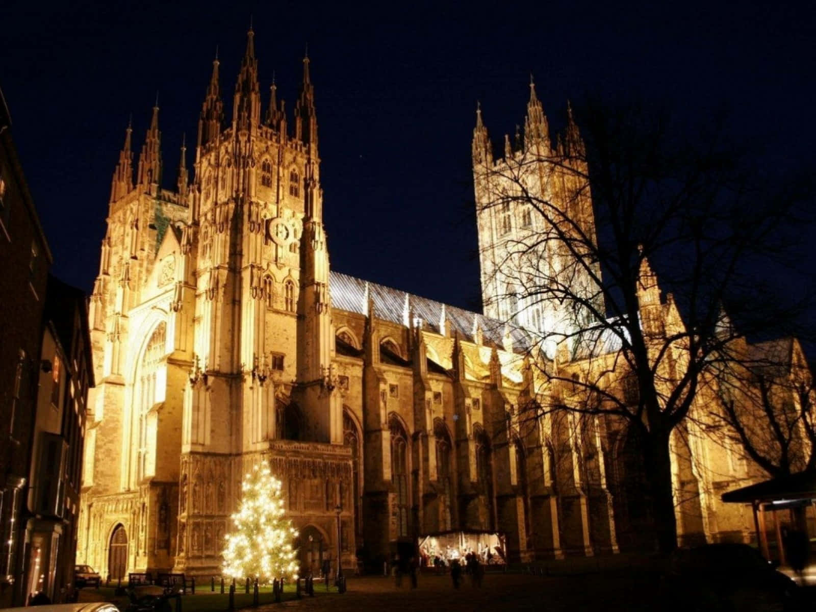 Christmas Season In Canterbury Cathedral At Night