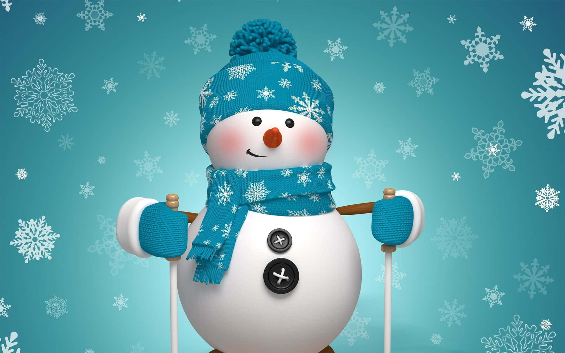 Christmas Snowman Blue Winter Clothes Background