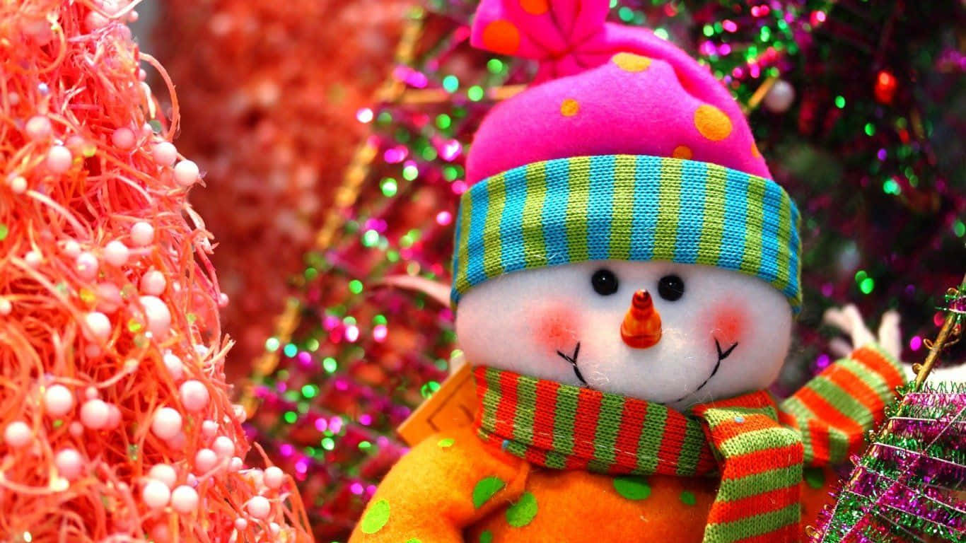 Christmas Snowman Colorful Winter Clothes Background