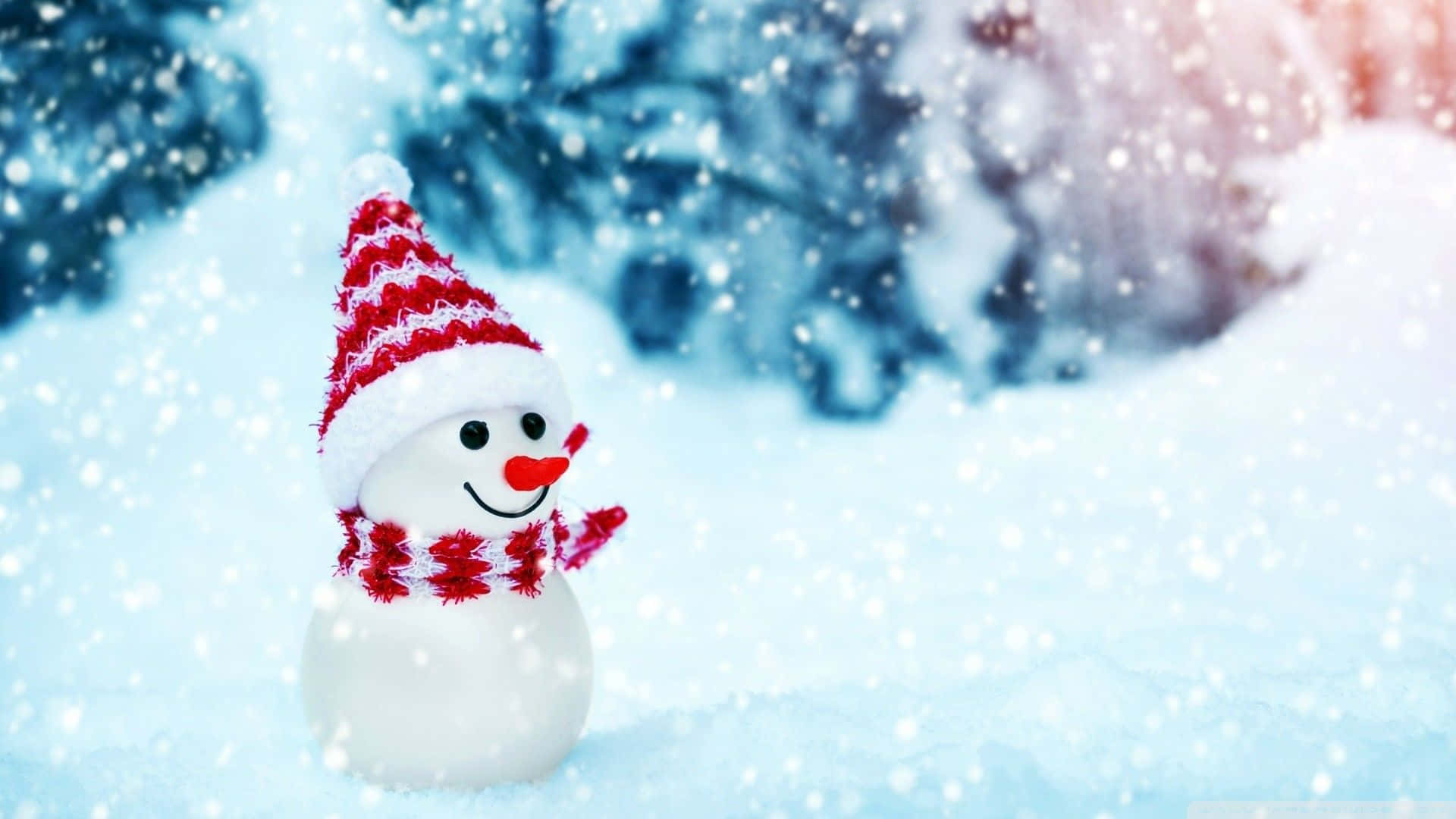 Christmas Snowman Hat And Scarf Background