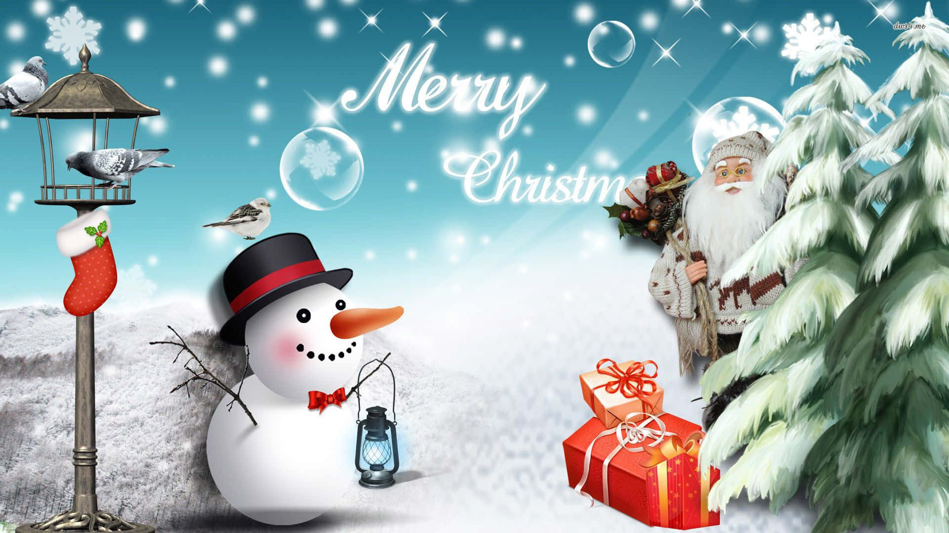Christmas Snowman Santa Claus Background