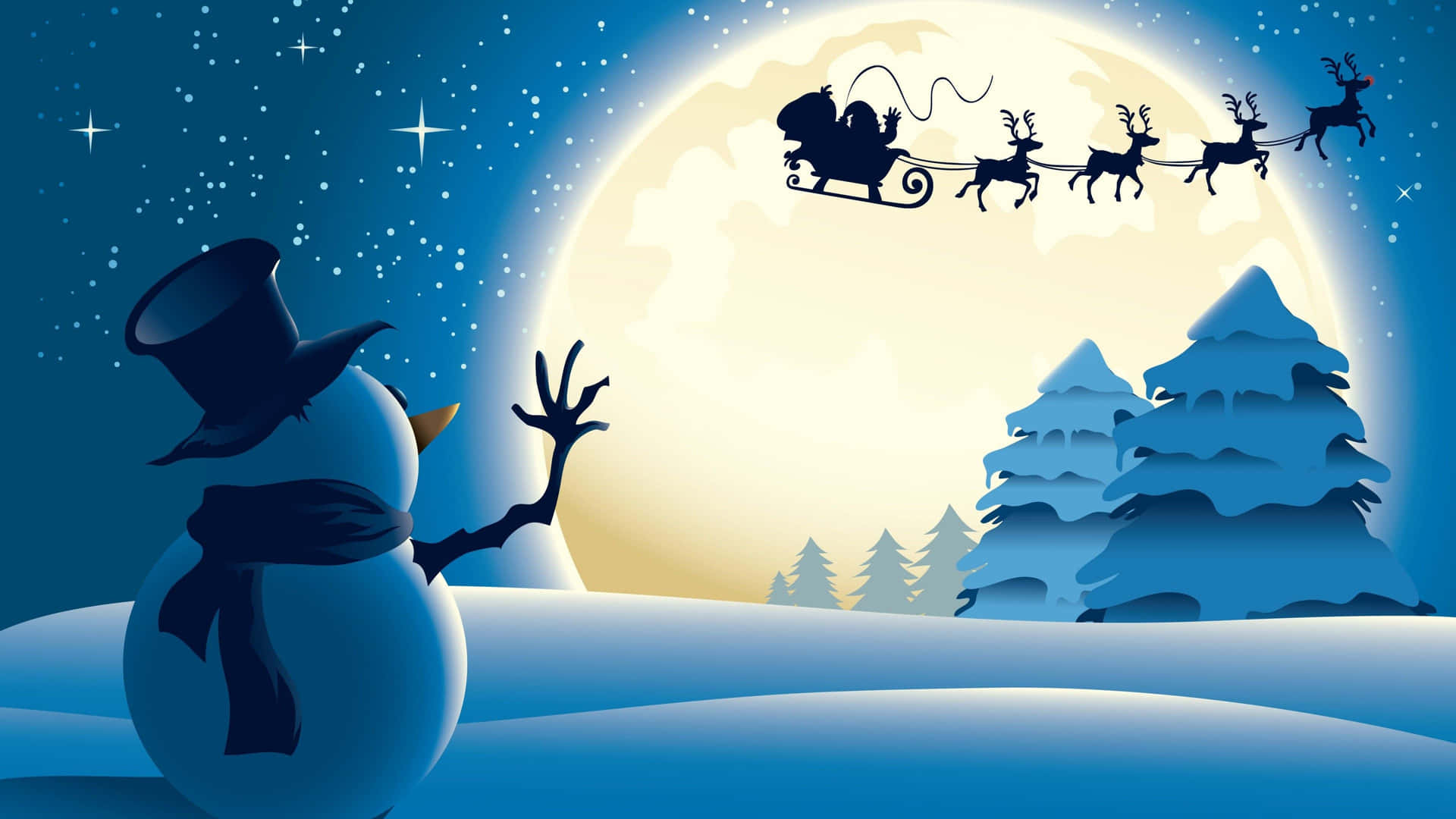 Christmas Snowman Waving Goodbye Background
