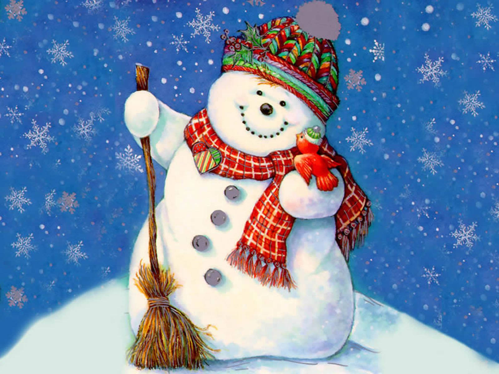 Christmas Snowman With Broom