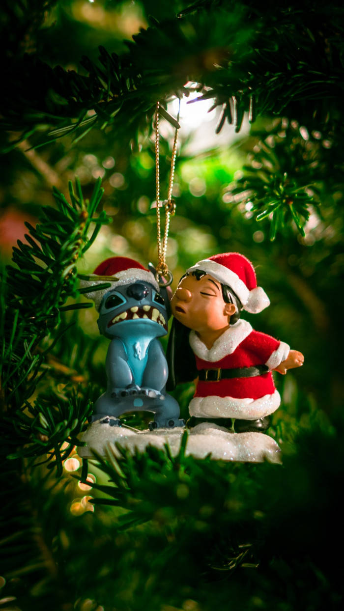 Christmas Stitch And Lilo Figurine Background