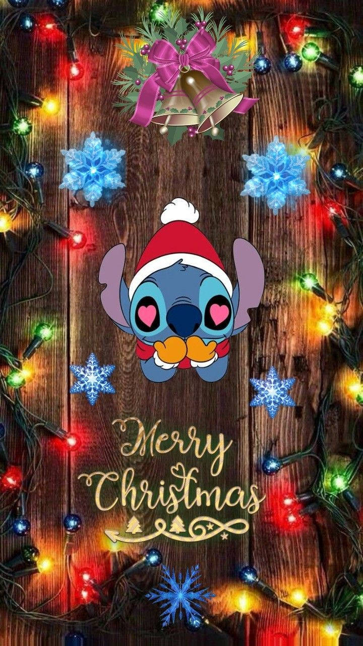 Christmas Stitch With Glowing Lights Background