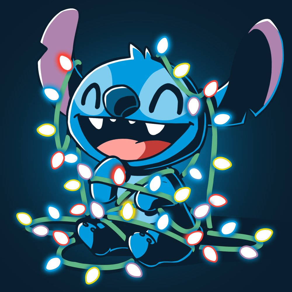 Christmas Stitch With Neon Lights Background