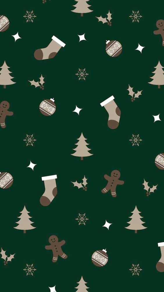 Christmas Stuff Stickers On Dark Green
