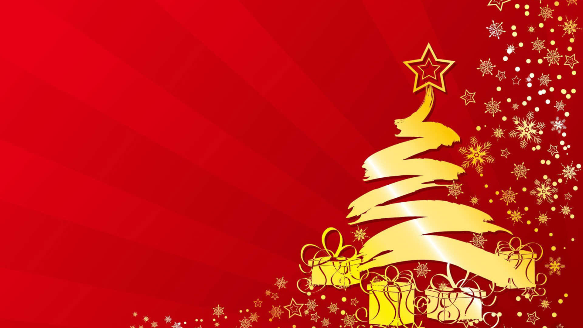 Christmas Tree On Red Background