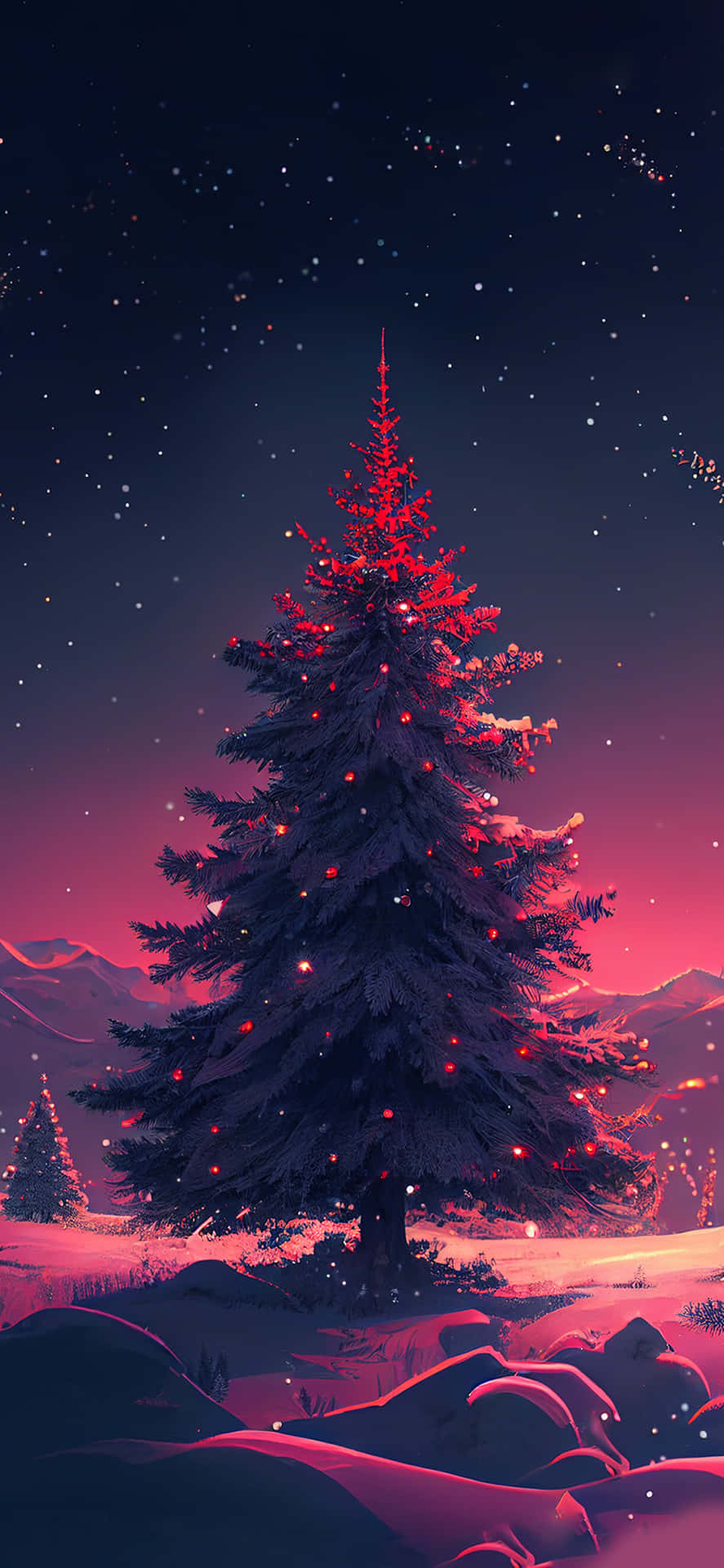 Christmas Tree Winter Nighti Phone Wallpaper Background