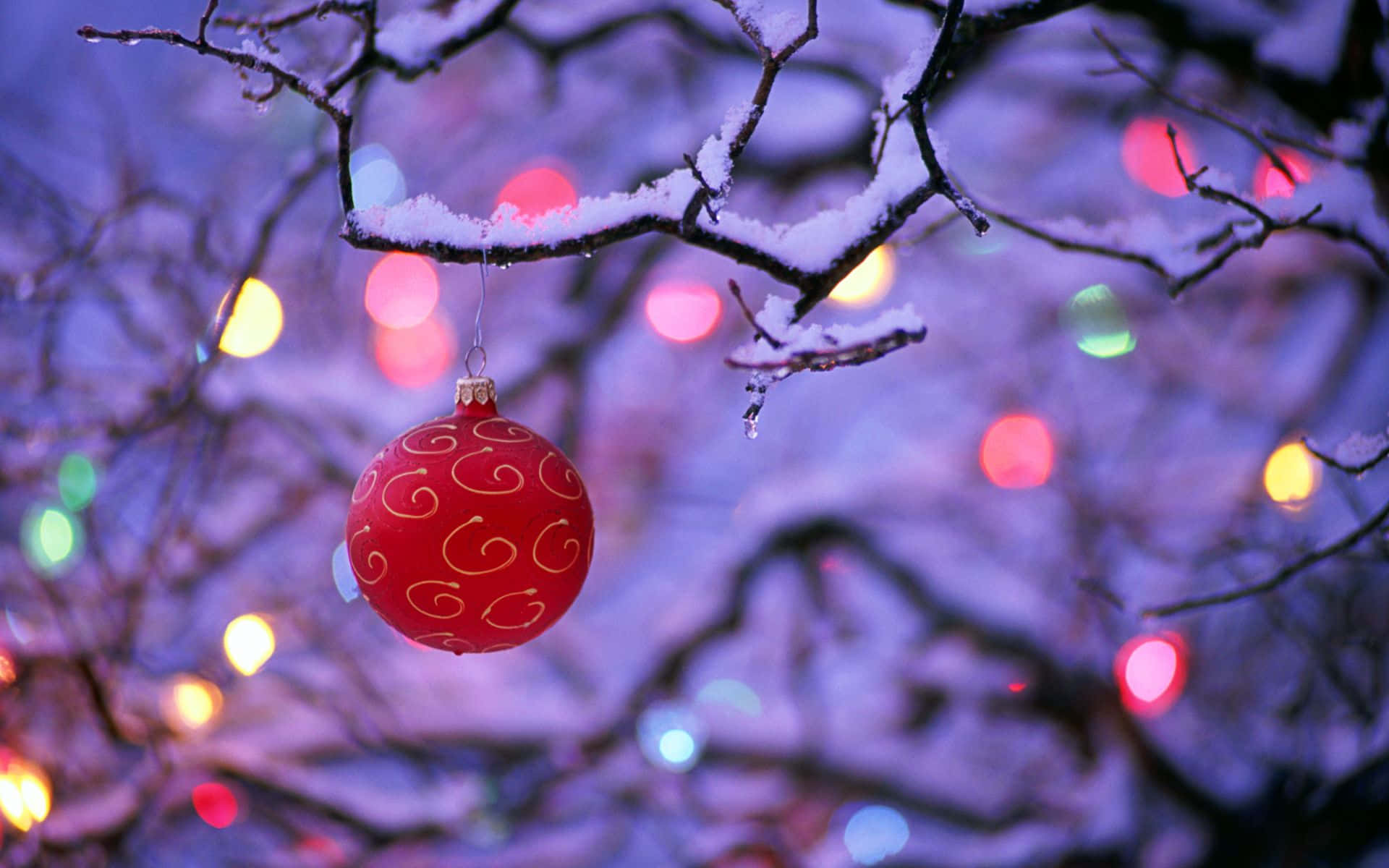 Christmas Tree With Lights And Ornaments Background