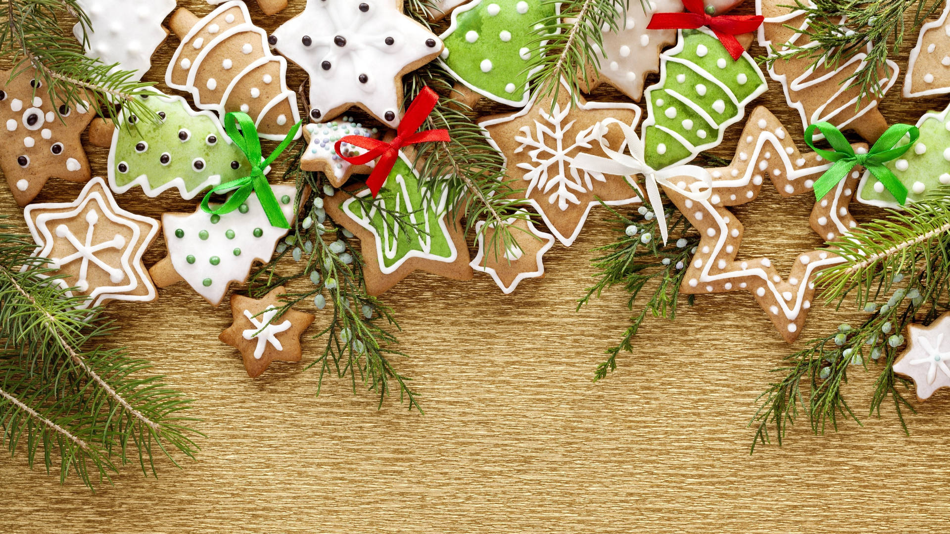 Christmas Trees And Star Cookies Background