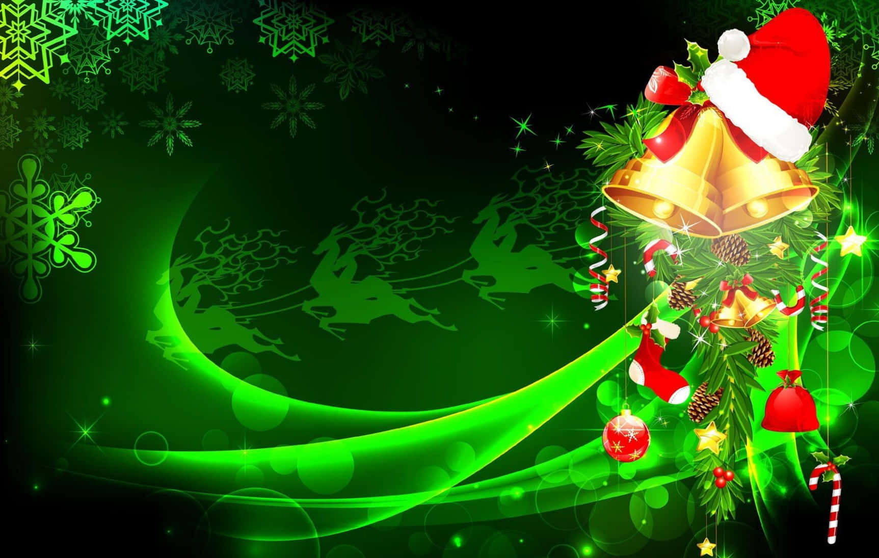 Christmas Wallpapers With Bells And Santa Claus Background