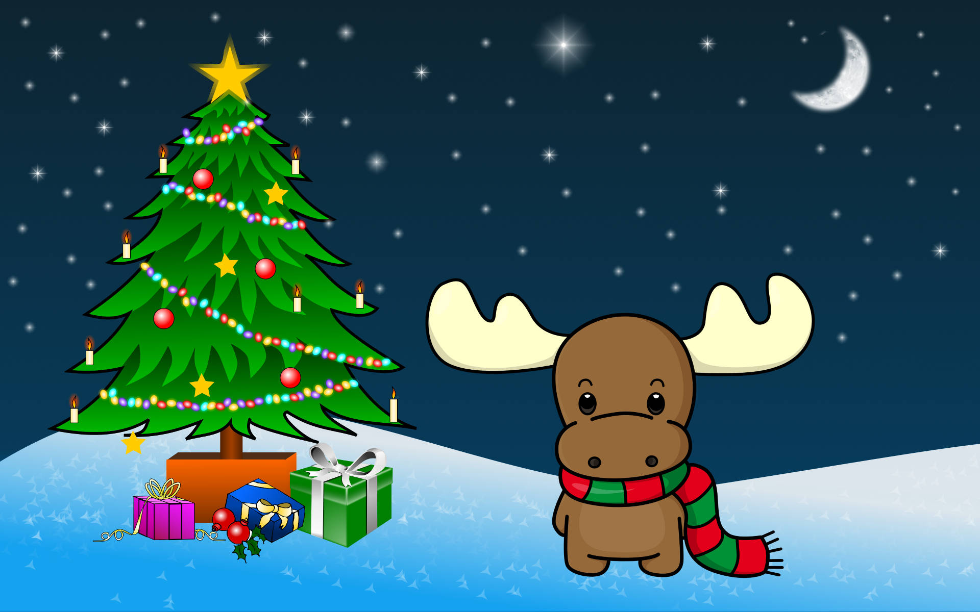 Christmas Widescreen Reindeer Art Background