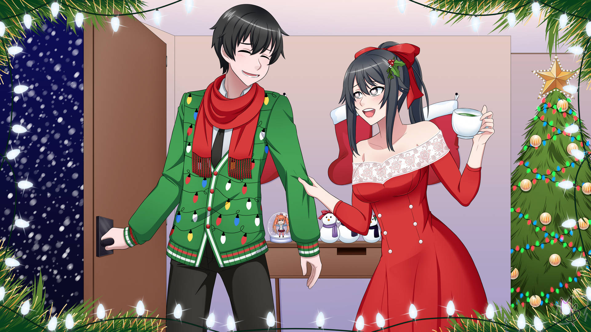 Christmas With Yandere Simulator Characters Background