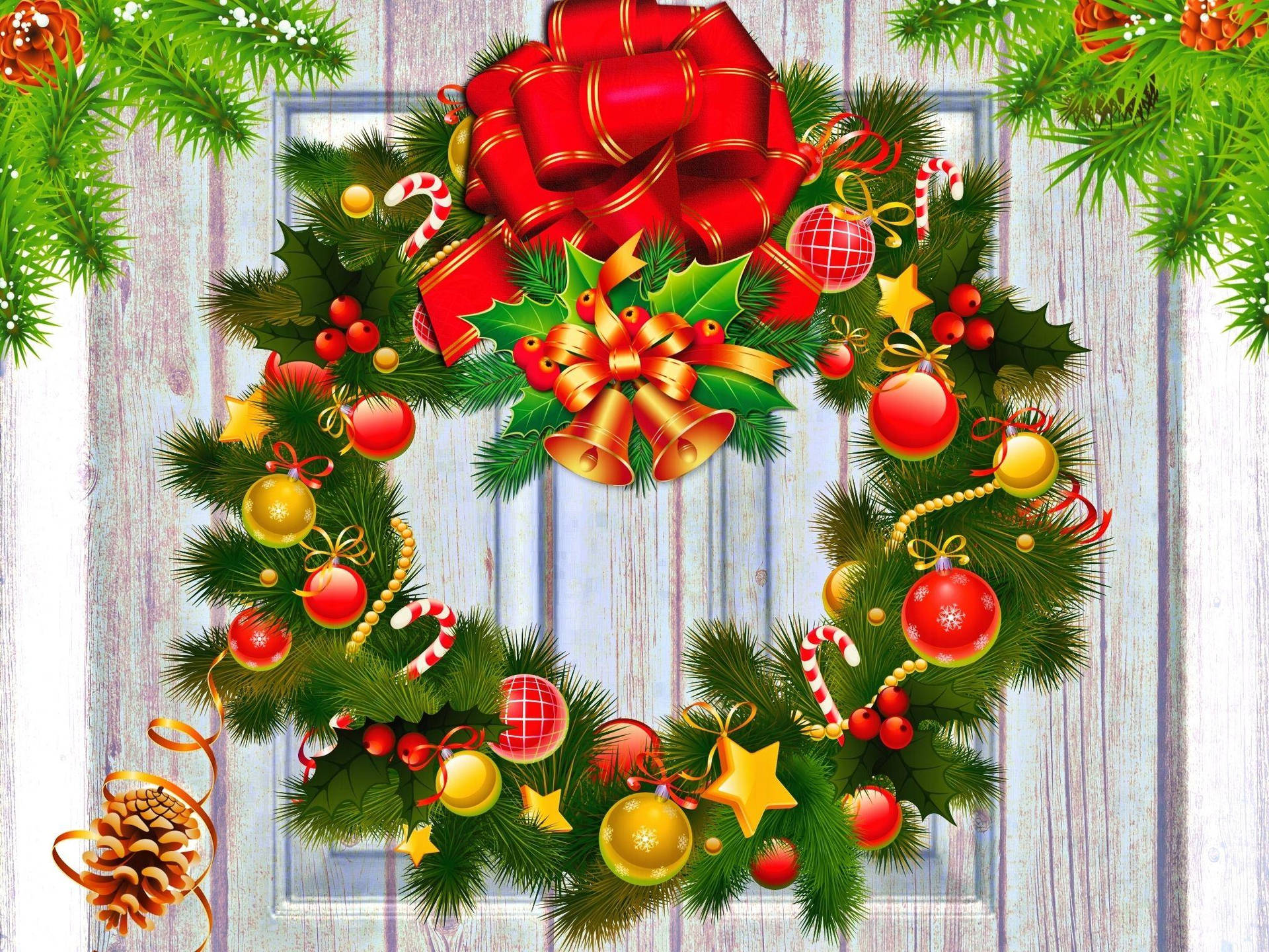 Christmas Wreath Digital Art Background