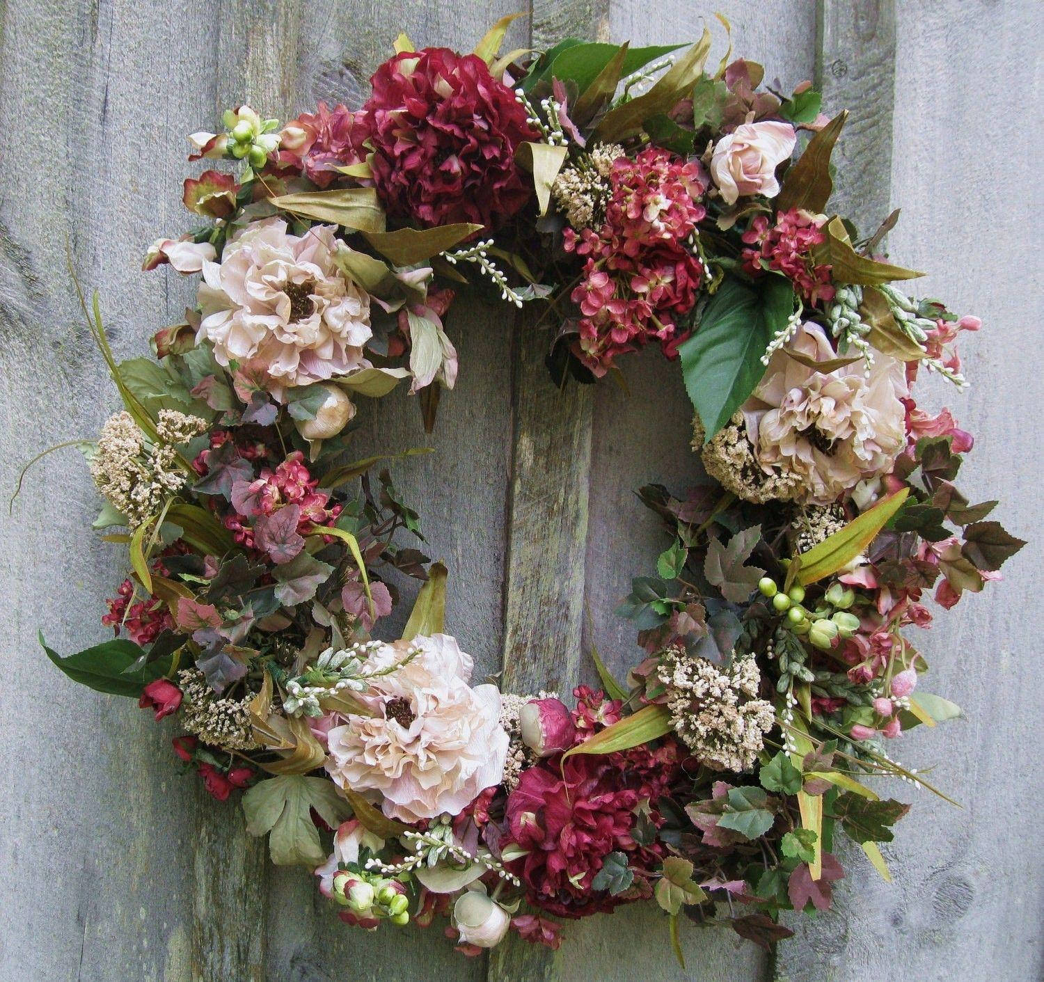 Christmas Wreath With Fresh Flowers Background