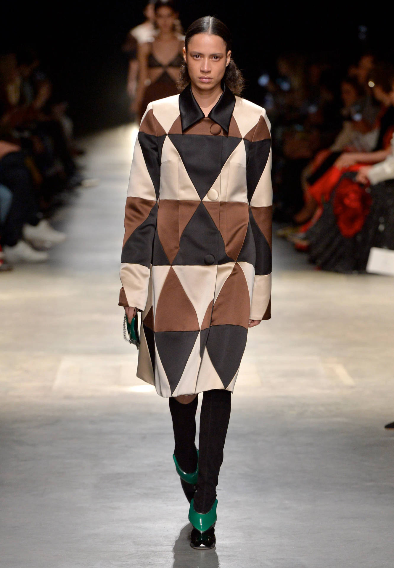 Christopher Kane Brown Argyle Pattern Coat Background